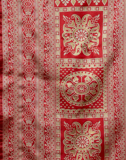 Red Silk Woven Warli Motif Saree