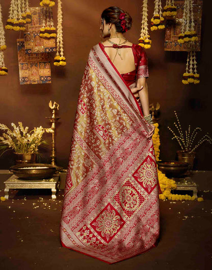 Red Silk Woven Warli Motif Saree