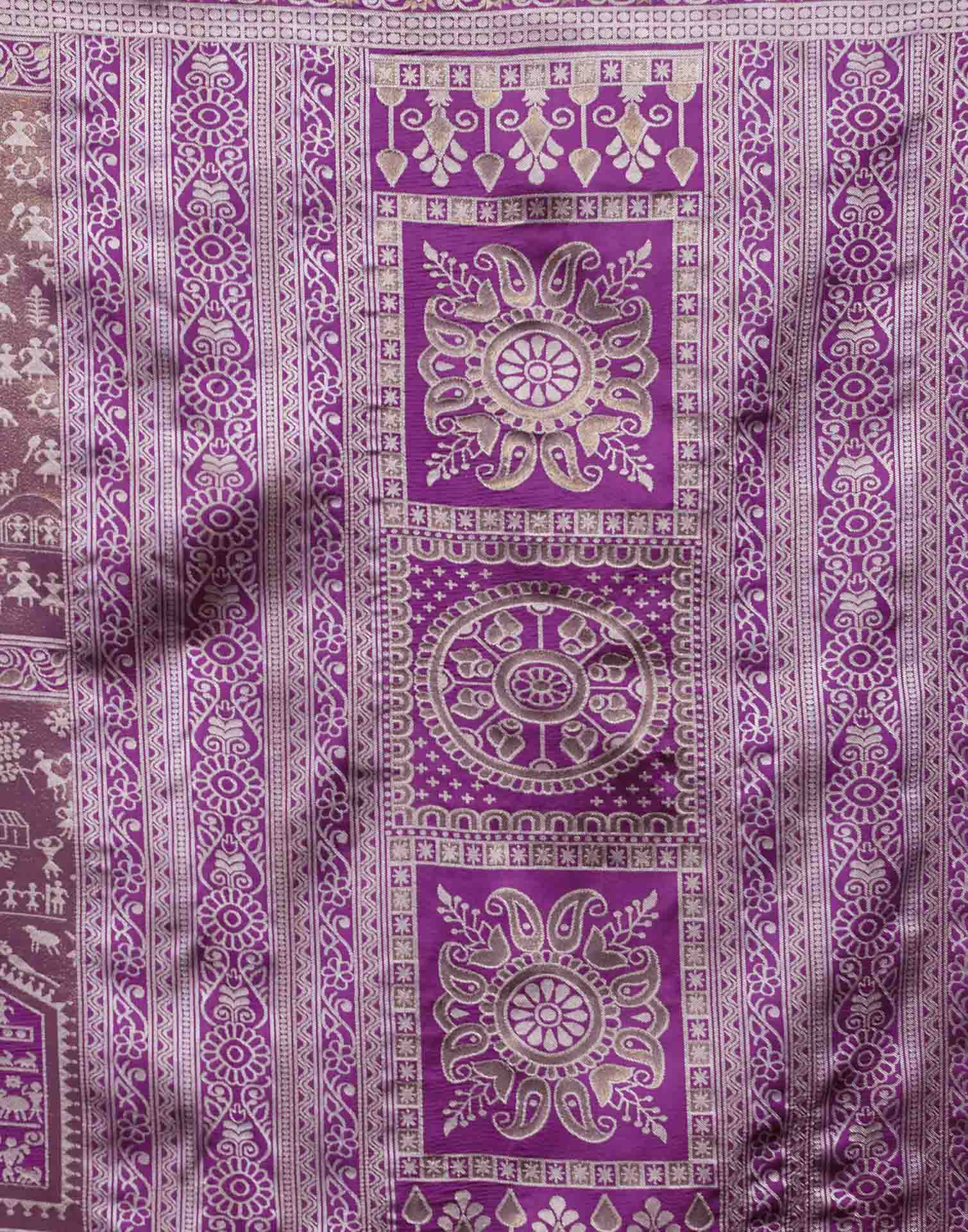 Pink Silk Woven Warli Motif Saree