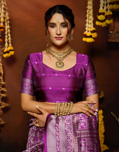 Pink Silk Woven Warli Motif Saree