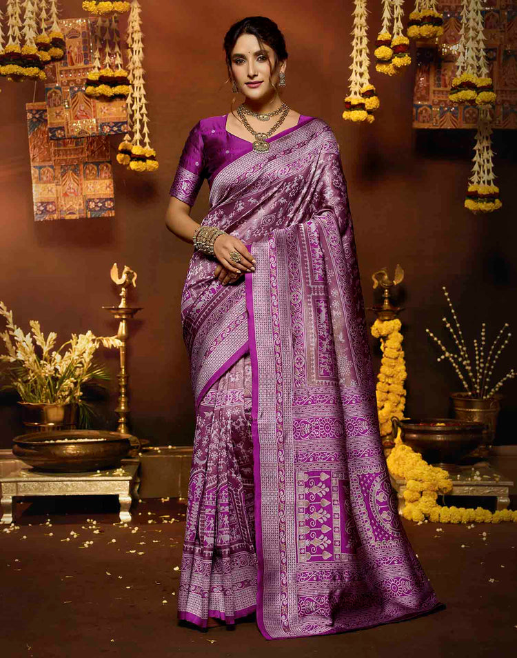 Pink Silk Woven Warli Motif Saree