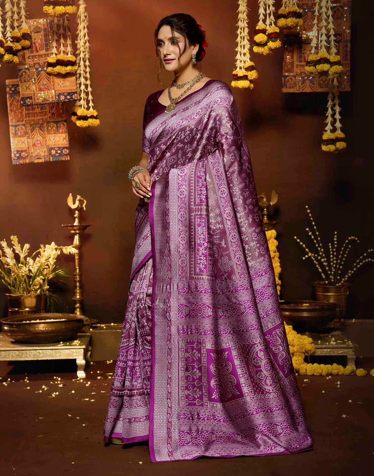 Pink Silk Woven Warli Motif Saree