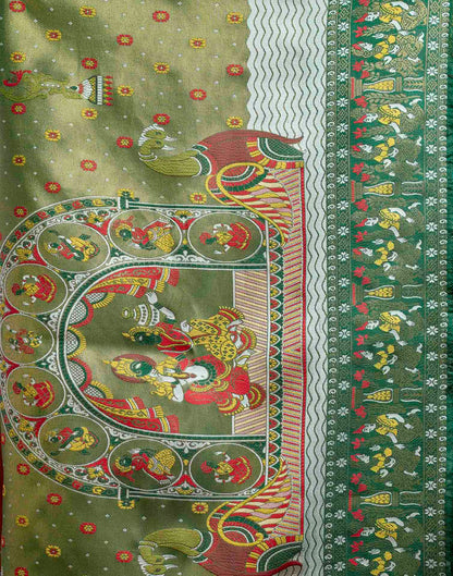 Green Silk Woven Kalamkari Saree