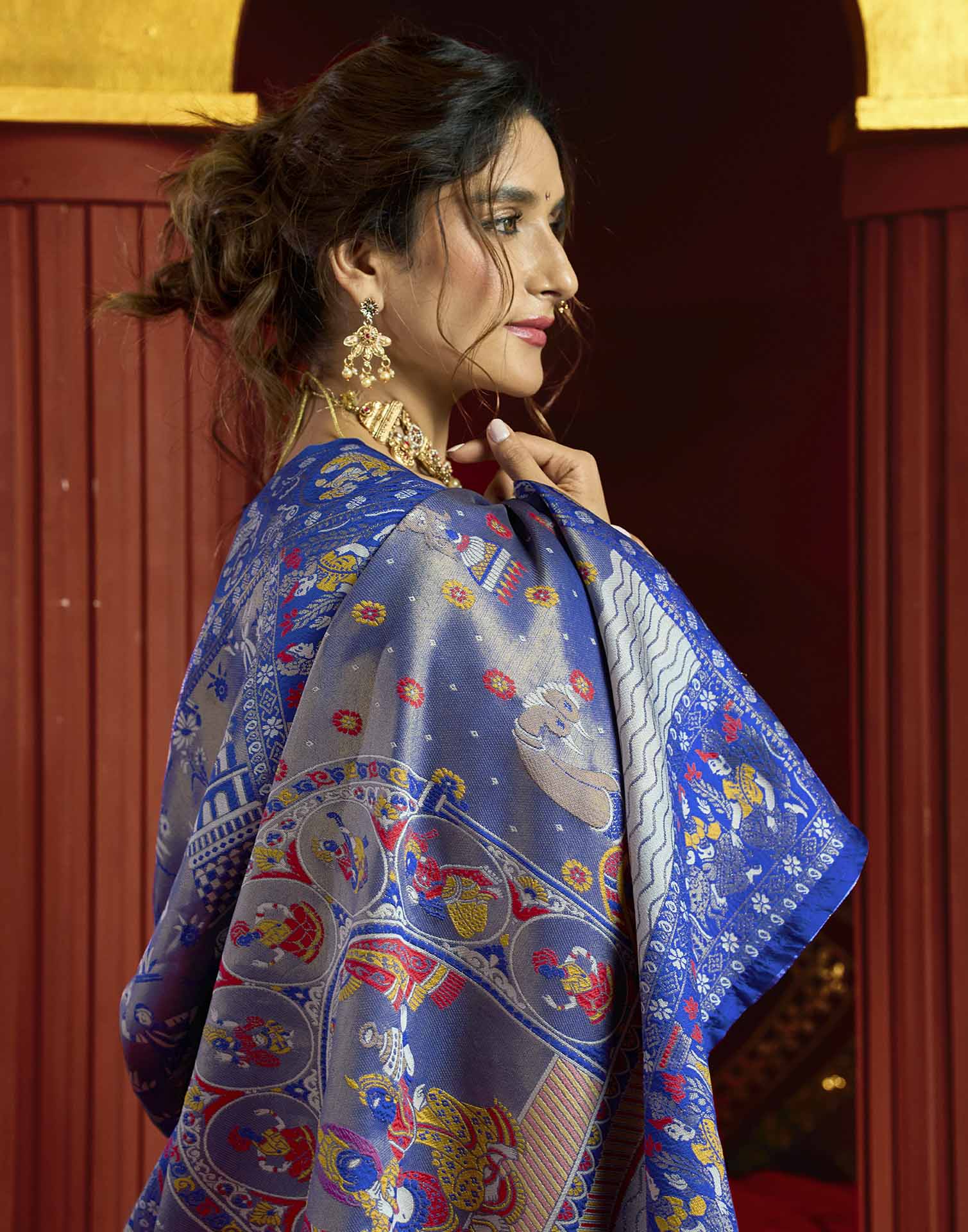 Blue Silk Woven Banarasi Saree