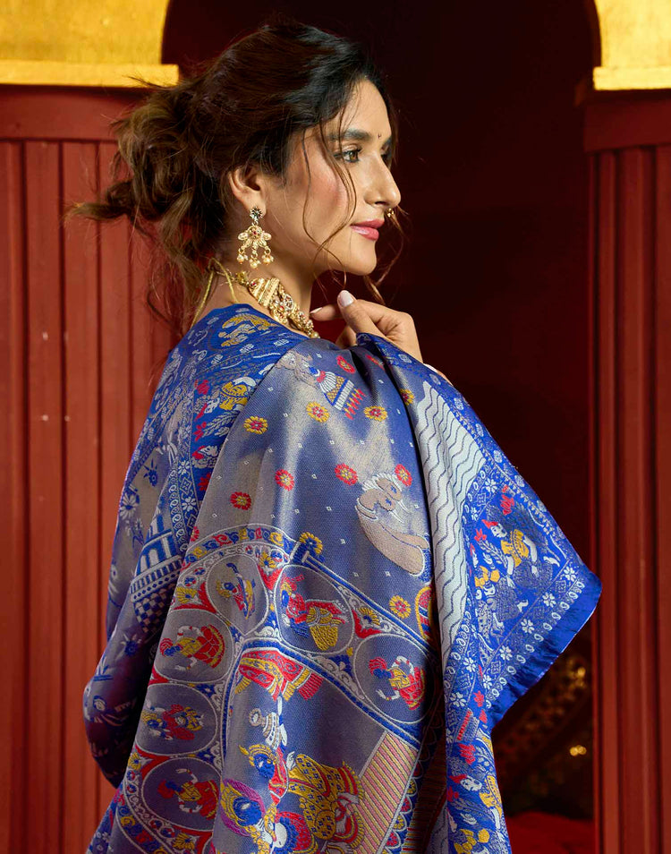 Blue Silk Woven Banarasi Saree