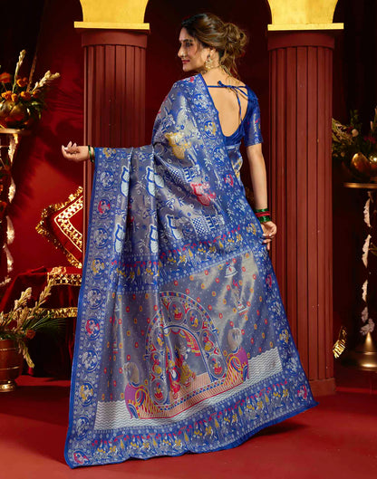 Blue Silk Woven Banarasi Saree
