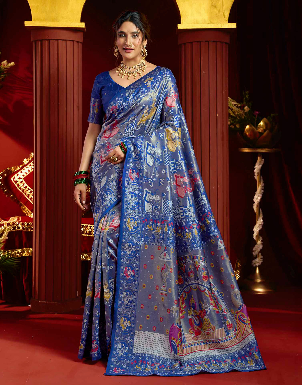 Blue Silk Woven Banarasi Saree