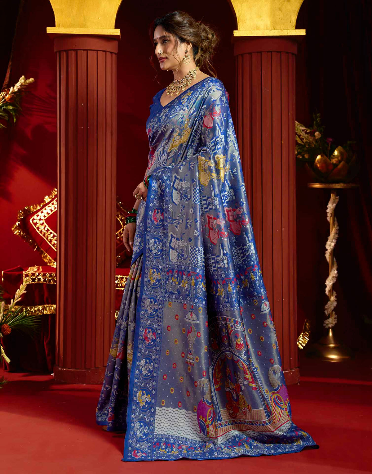 Blue Silk Woven Banarasi Saree