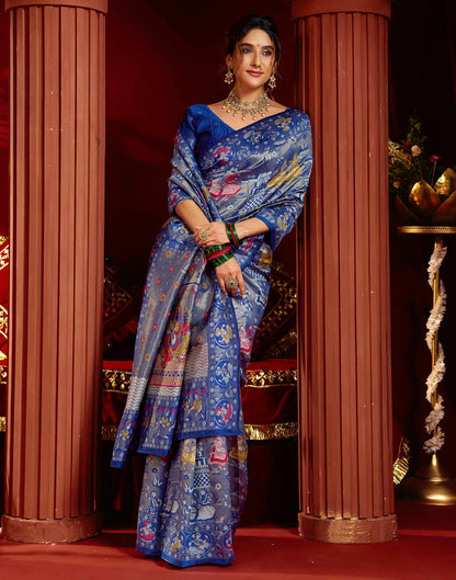 Blue Silk Woven Banarasi Saree