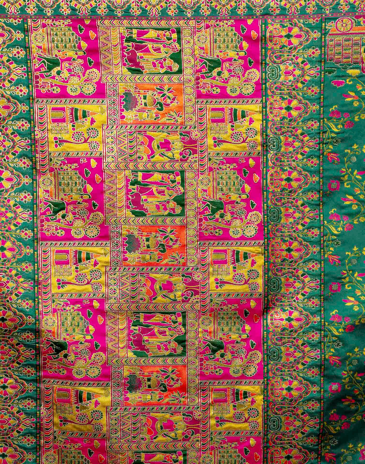 Teal Blue Silk Woven Banarasi Saree