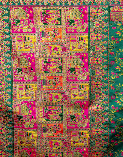 Teal Blue Silk Woven Banarasi Saree