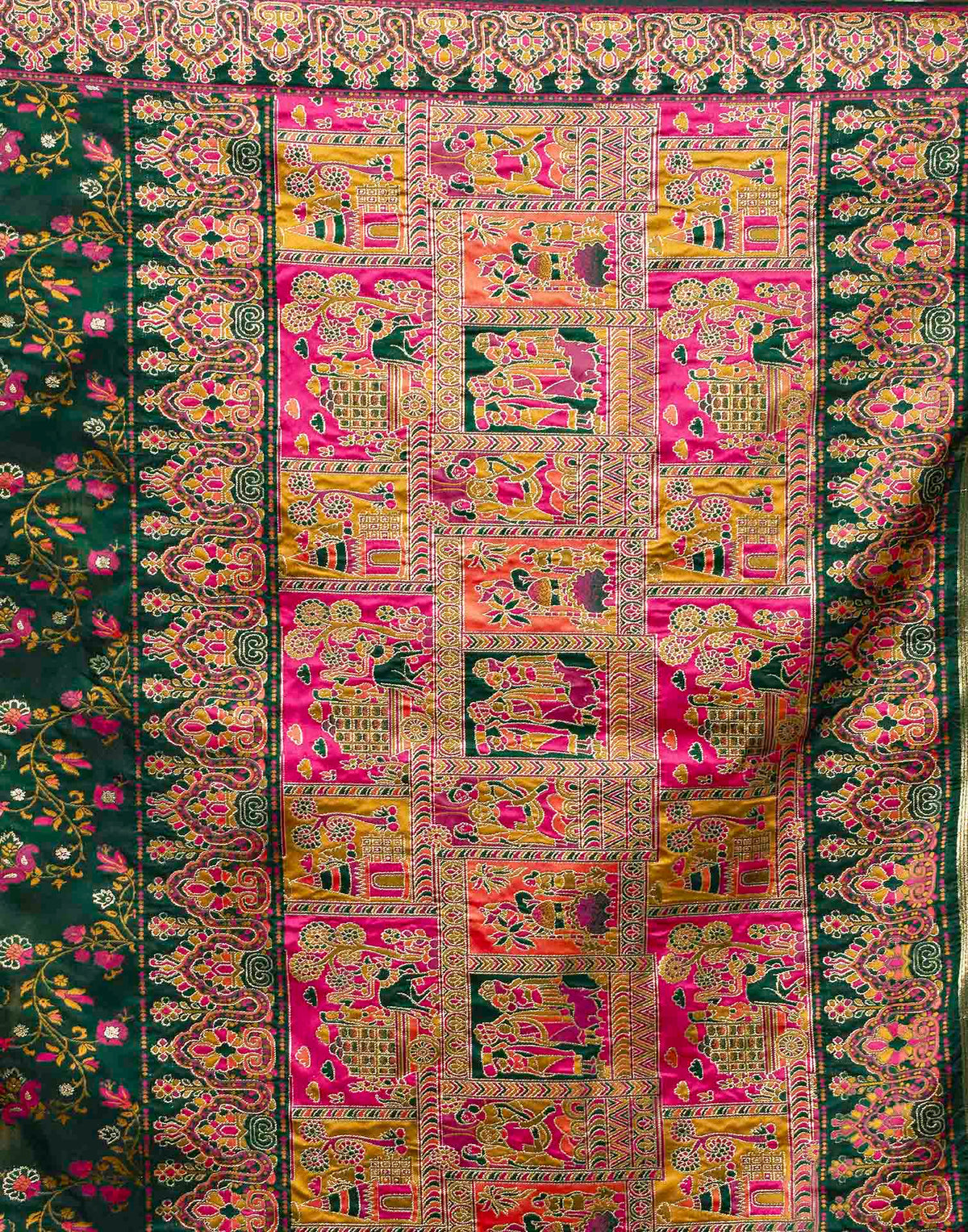 Dark Green Silk Woven Banarasi Saree