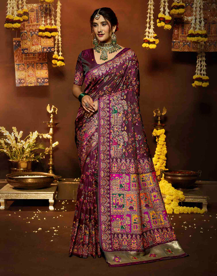 Purple Silk Woven Banarasi Saree