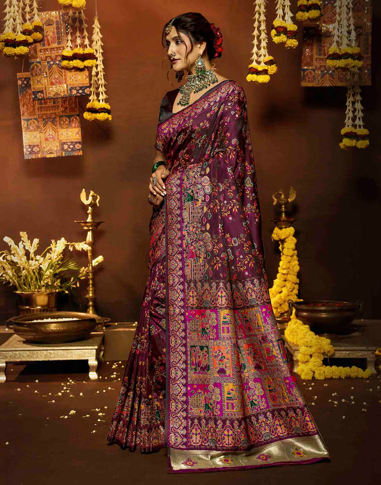 Purple Silk Woven Banarasi Saree