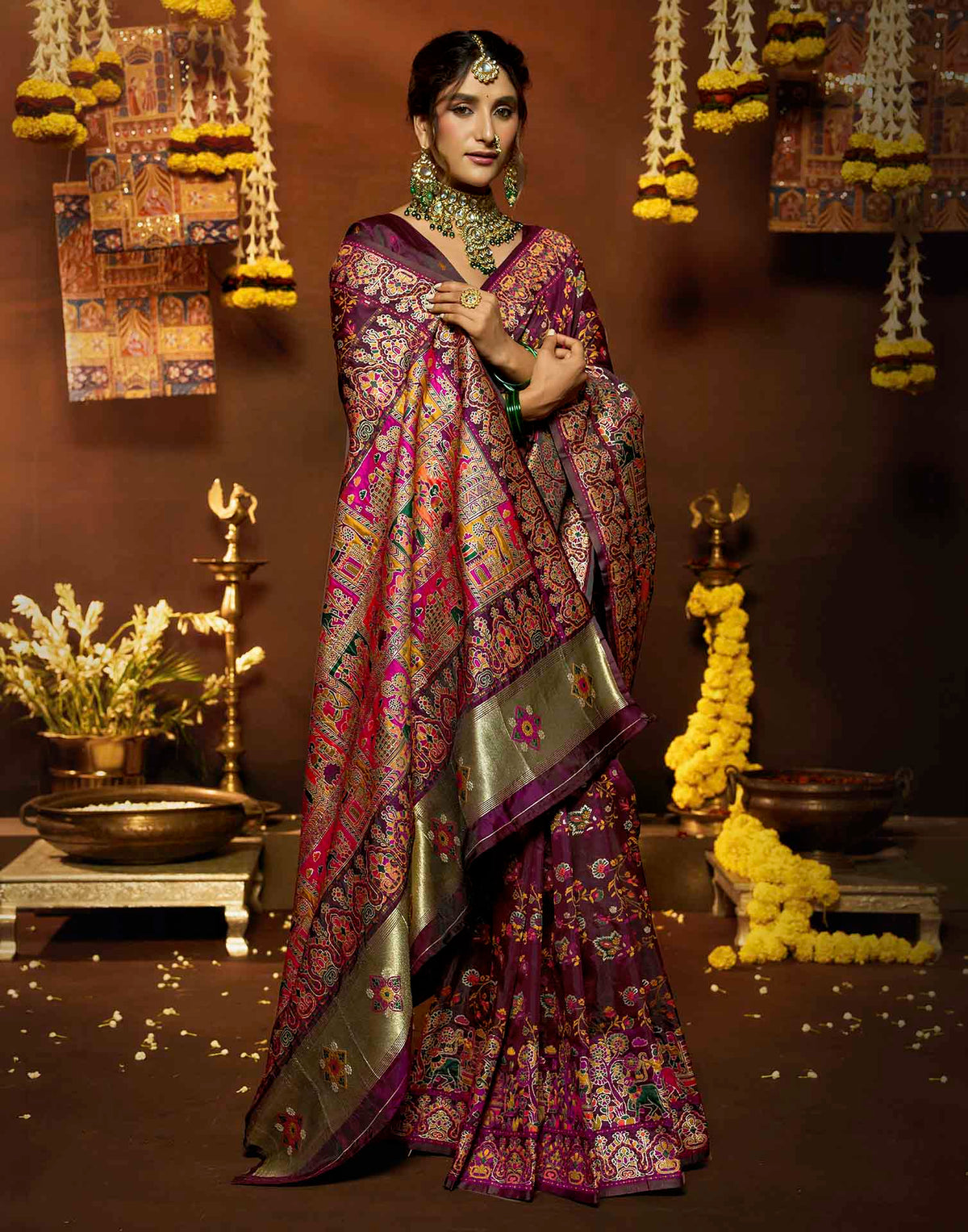 Purple Silk Woven Banarasi Saree