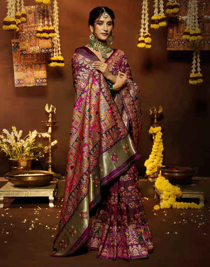 Purple Silk Woven Banarasi Saree
