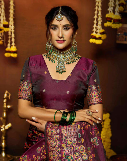 Purple Silk Woven Banarasi Saree