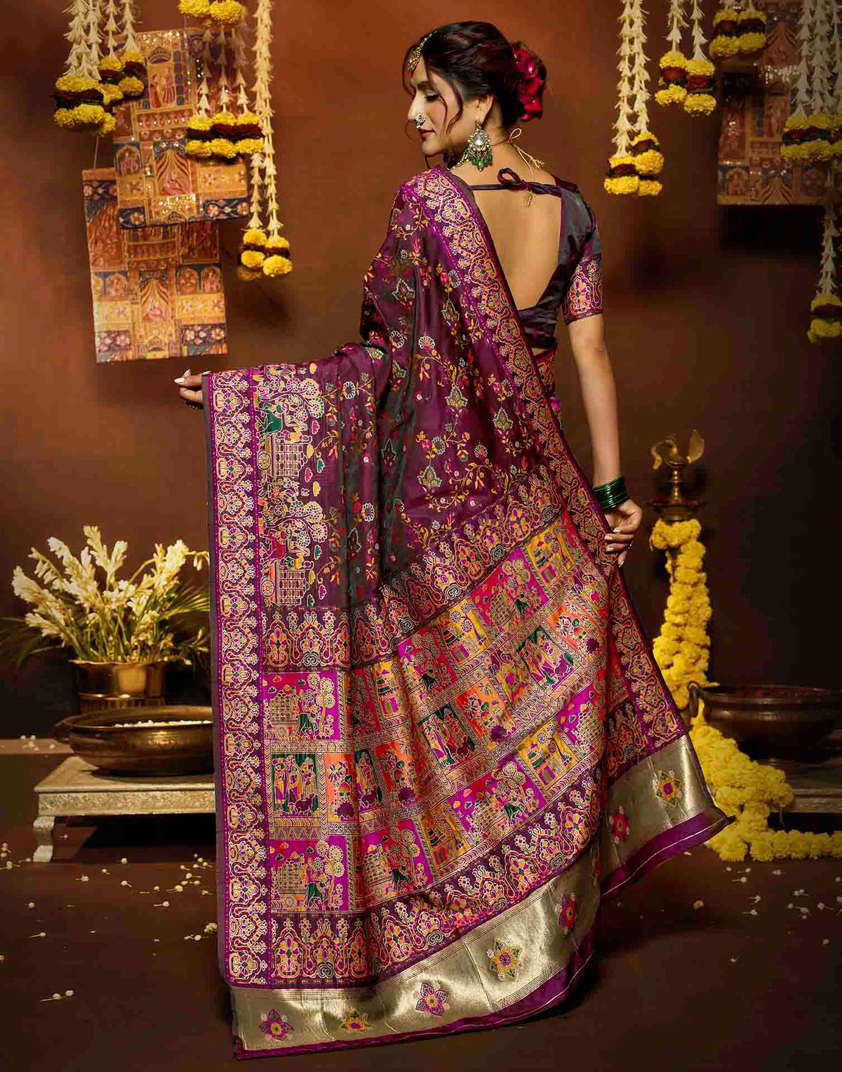 Purple Silk Woven Banarasi Saree