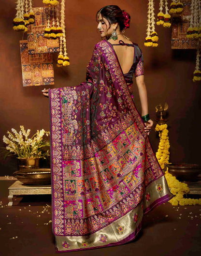Purple Silk Woven Banarasi Saree