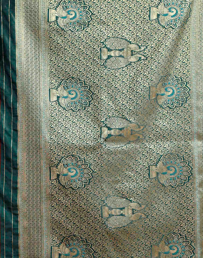 Teal Blue Silk Woven Banarasi Saree