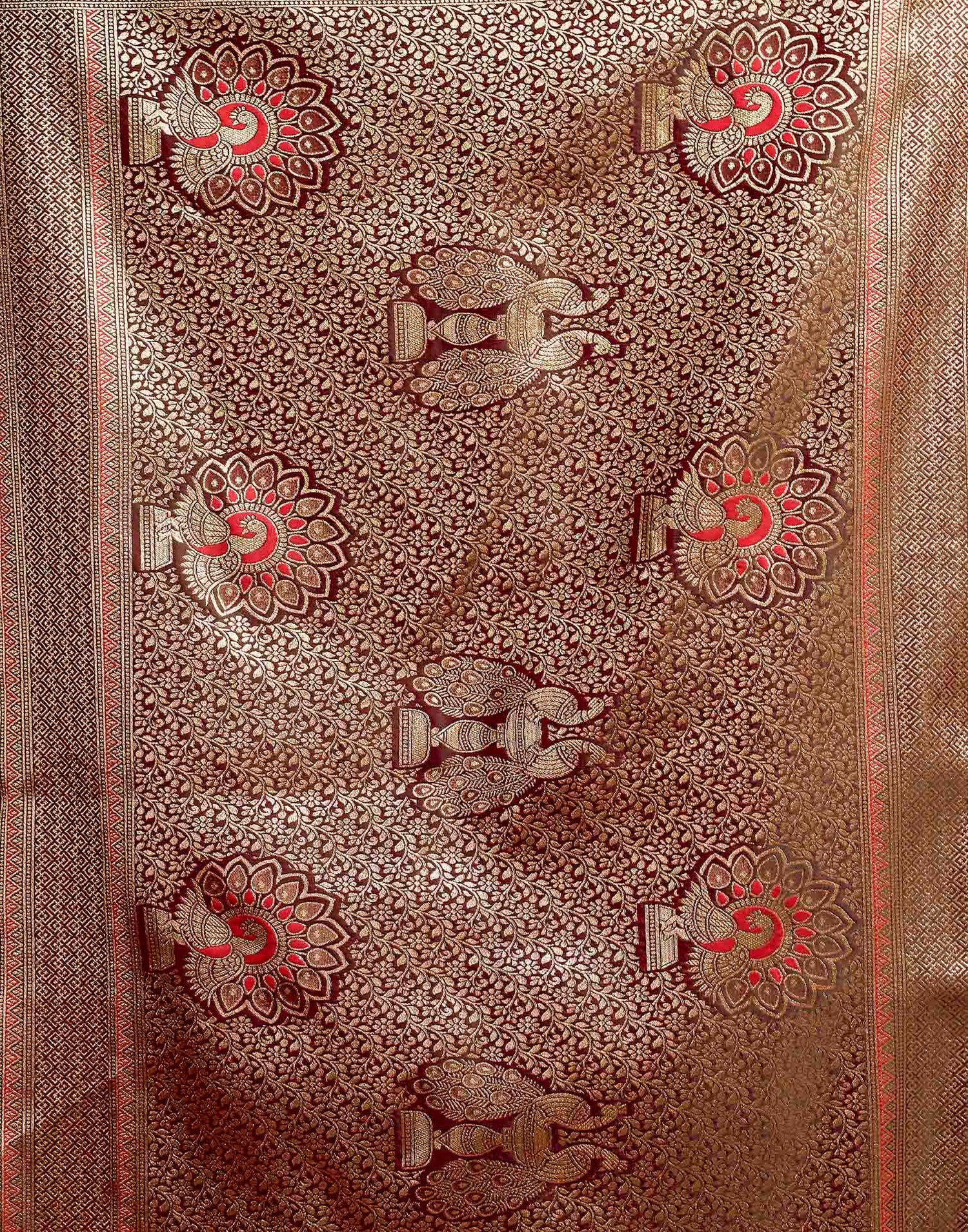 Maroon Silk Woven Banarasi Saree
