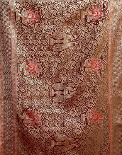 Maroon Silk Woven Banarasi Saree