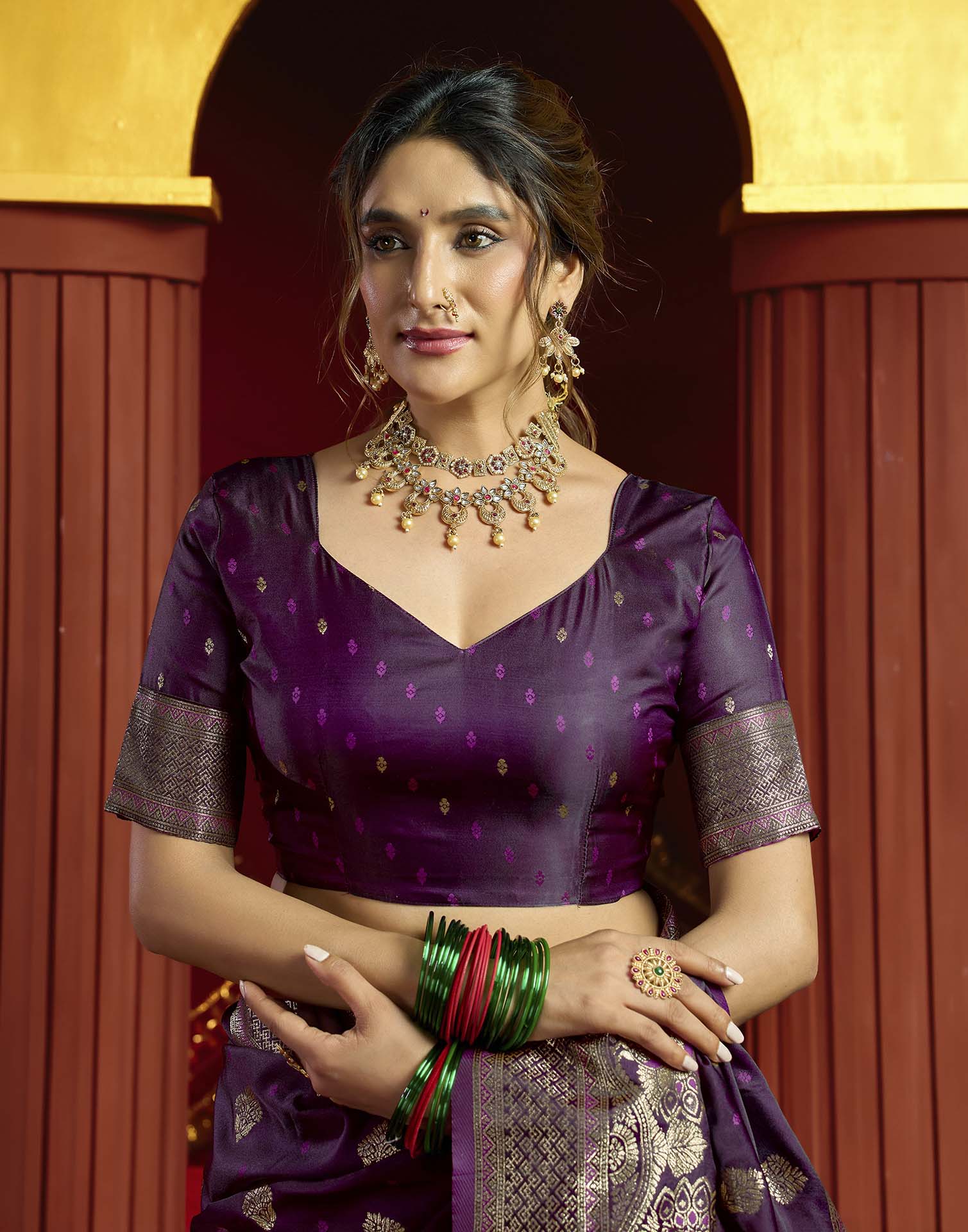 Purple Silk Woven Banarasi Saree