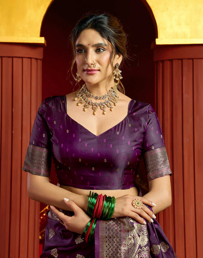 Purple Silk Woven Banarasi Saree