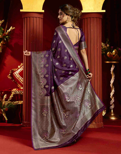 Purple Silk Woven Banarasi Saree