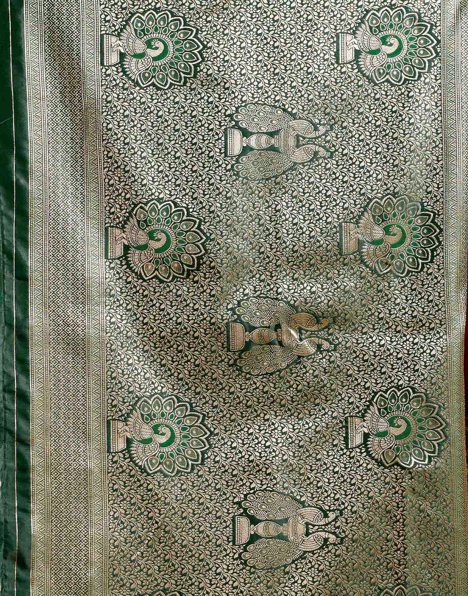 Dark Green Silk Woven Banarasi Saree