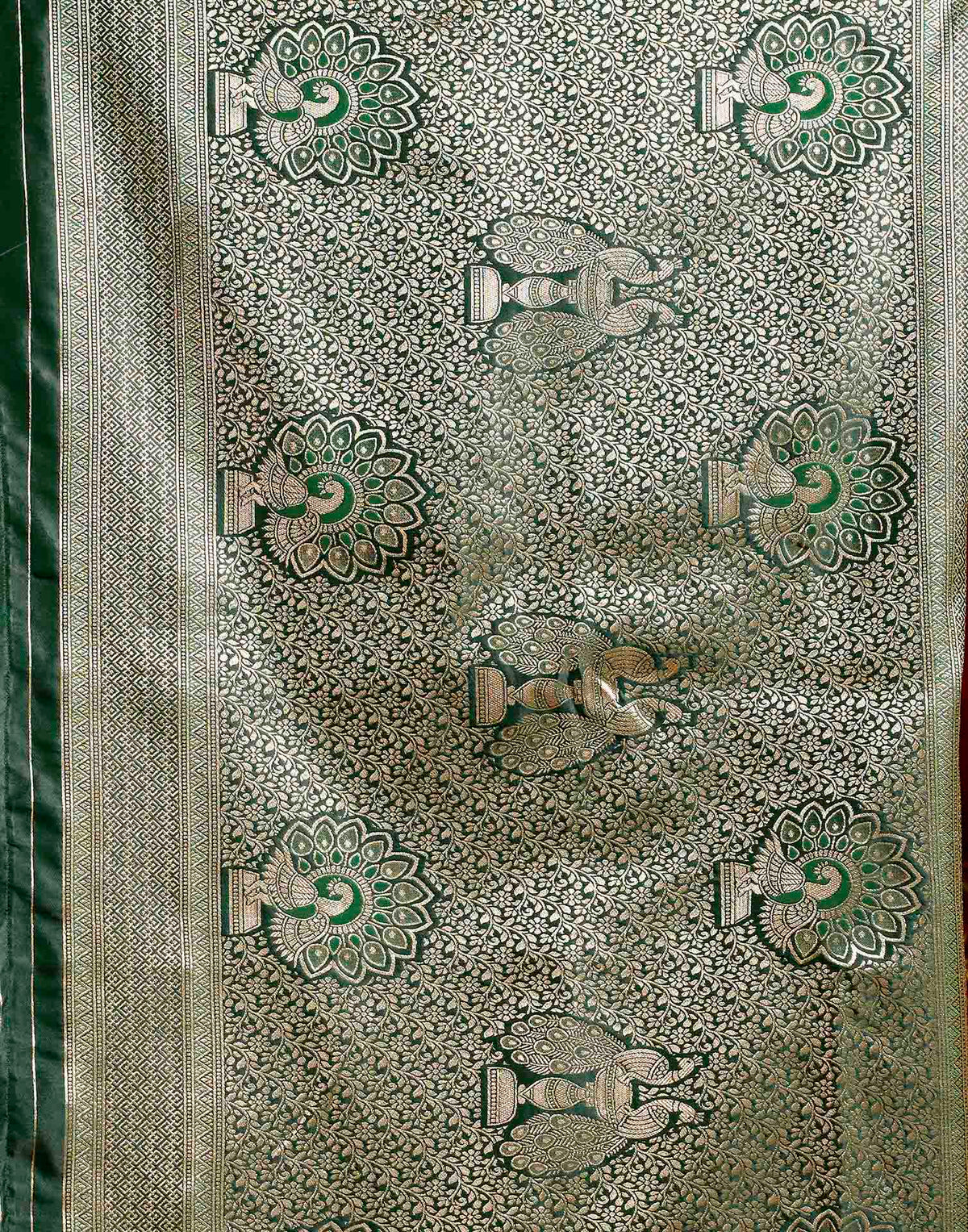 Dark Green Silk Woven Banarasi Saree
