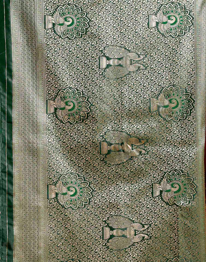 Dark Green Silk Woven Banarasi Saree