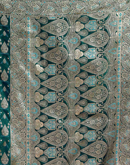 Teal Blue Silk Woven Banarasi Saree