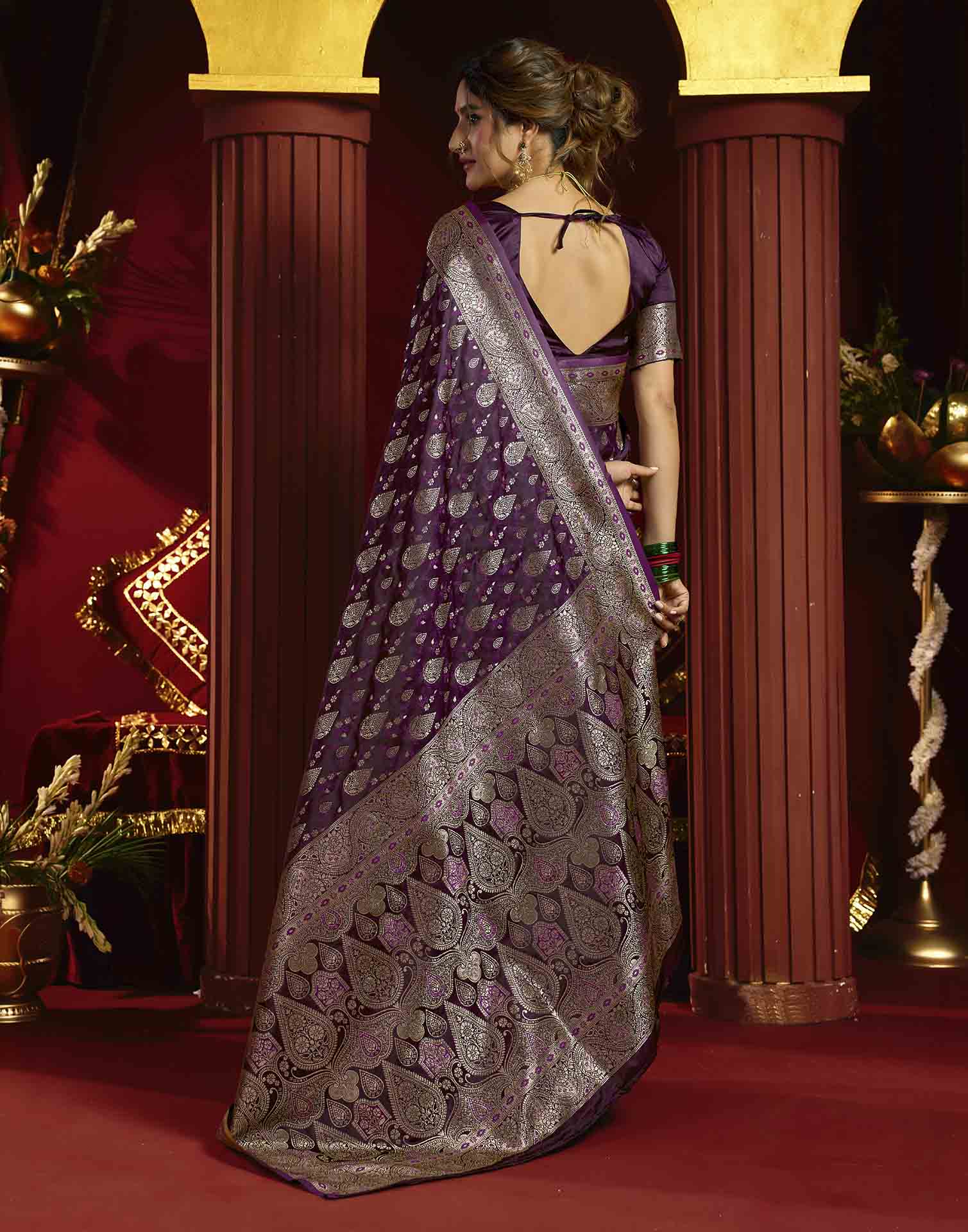 Purple Silk Woven Banarasi Saree