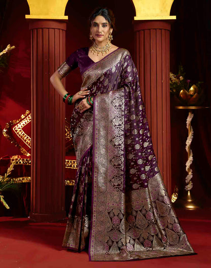Purple Silk Woven Banarasi Saree