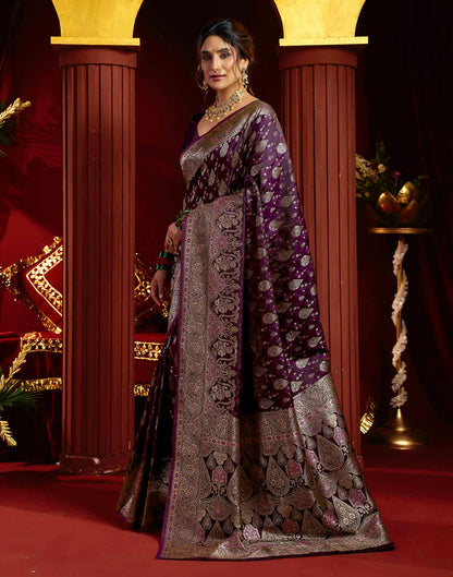 Purple Silk Woven Banarasi Saree