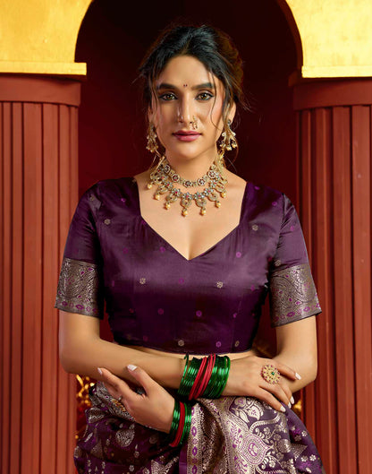 Purple Silk Woven Banarasi Saree