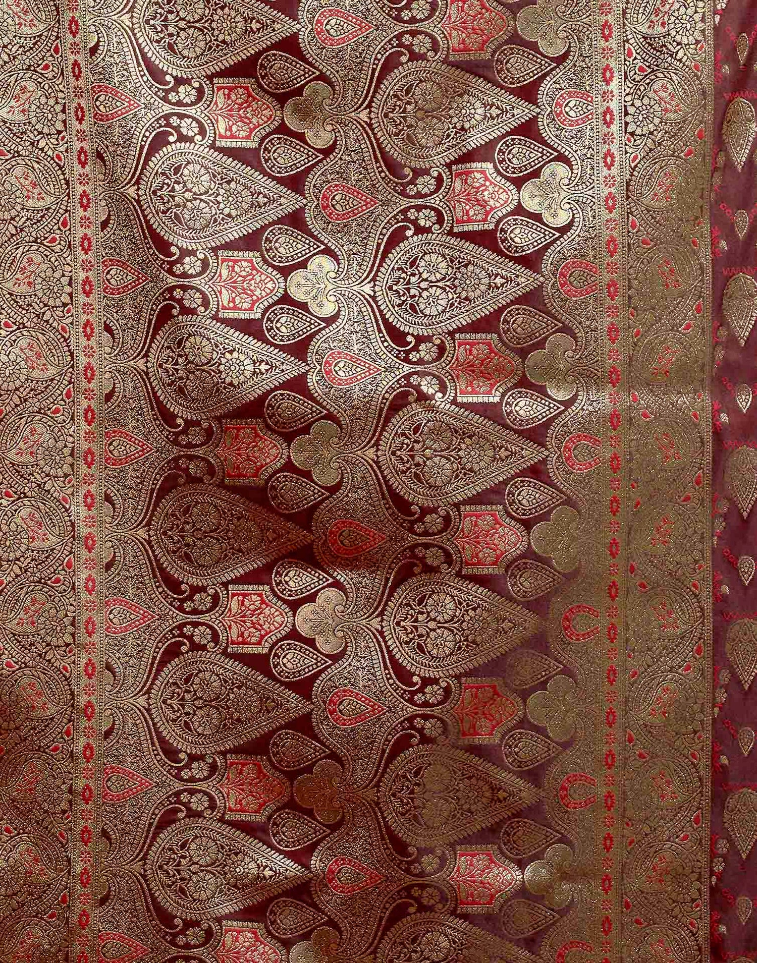 Maroon Silk Woven Banarasi Saree