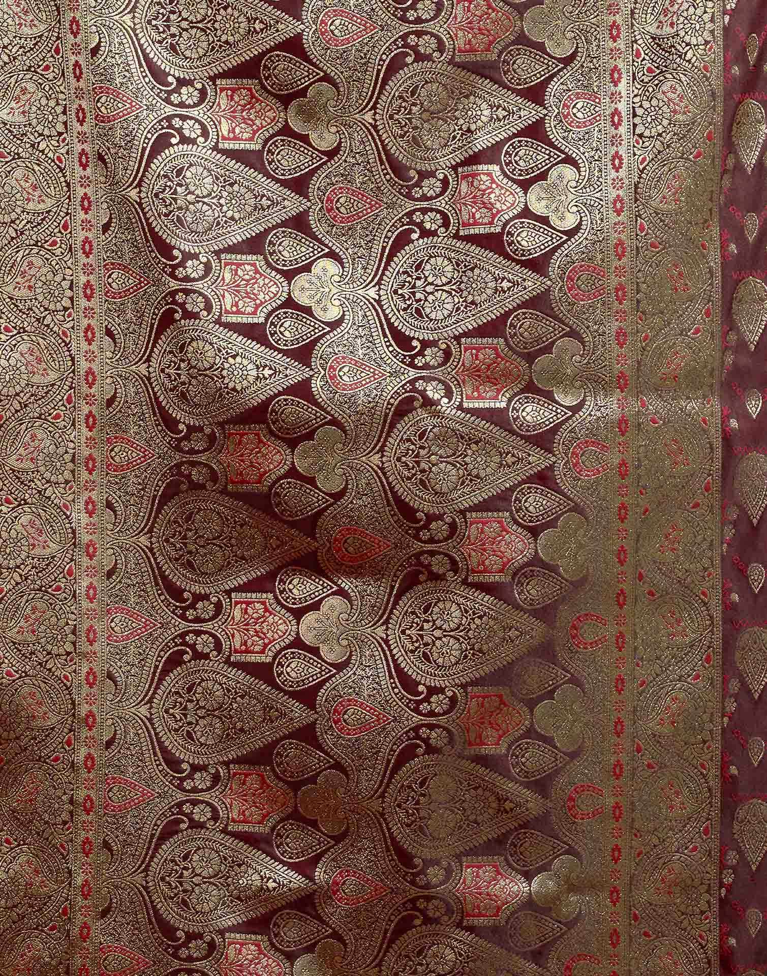 Maroon Silk Woven Banarasi Saree