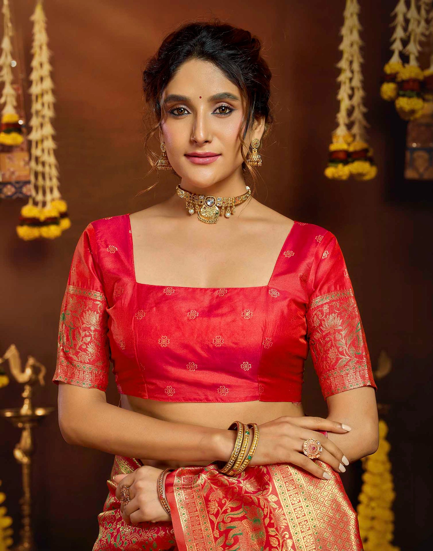 Pink Silk Woven Banarasi Saree