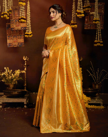 Yellow Silk Woven Banarasi Saree
