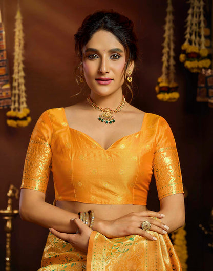 Yellow Silk Woven Banarasi Saree