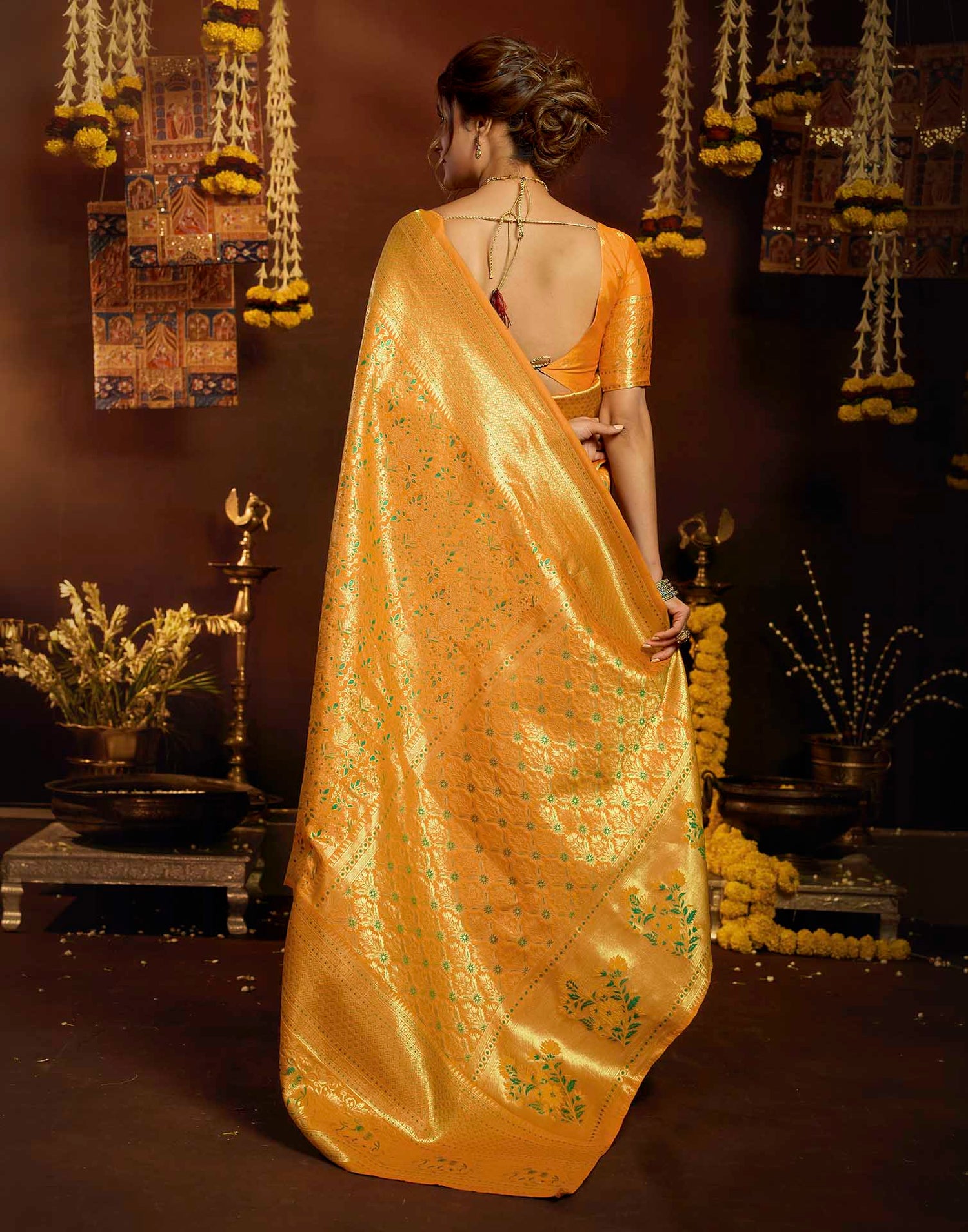 Yellow Silk Woven Banarasi Saree