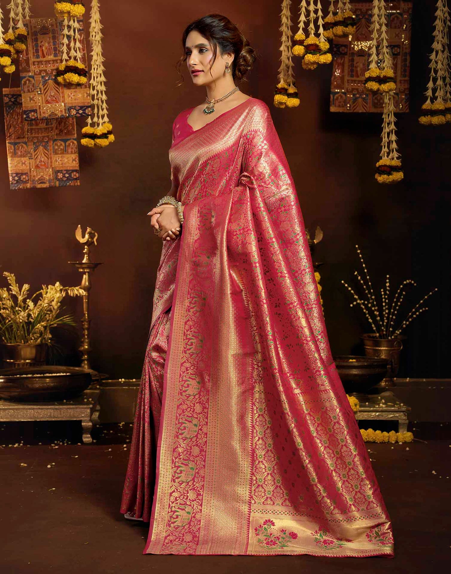 Red Silk Woven Banarasi Saree