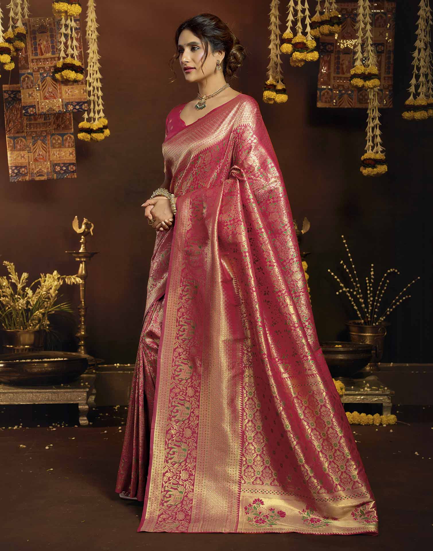 Red Silk Woven Banarasi Saree