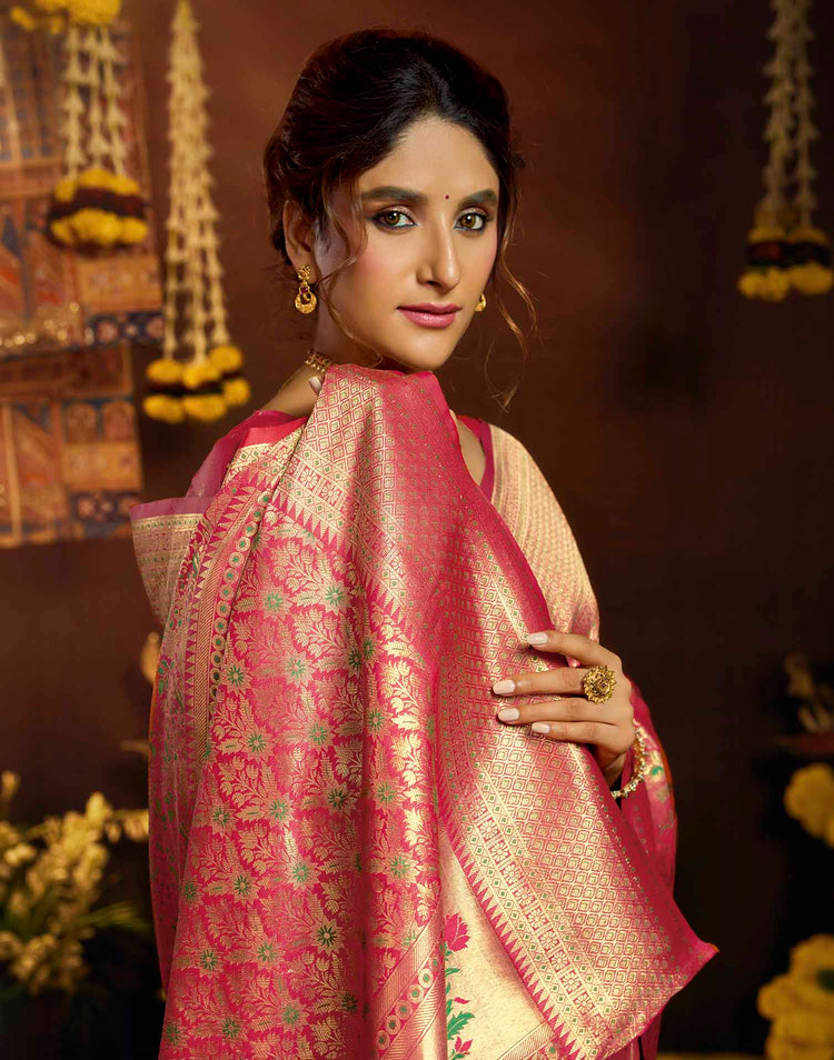 Red Silk Woven Banarasi Saree