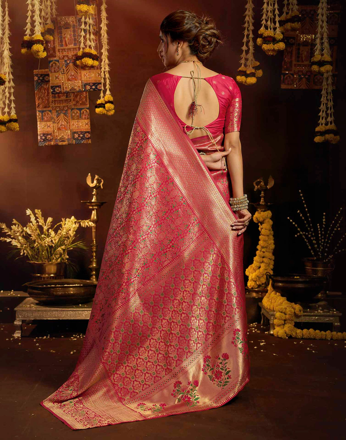 Red Silk Woven Banarasi Saree