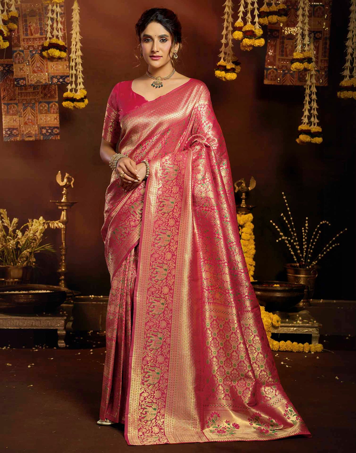 Red Silk Woven Banarasi Saree