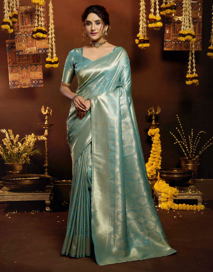 Water Blue Silk Woven Banarasi Saree