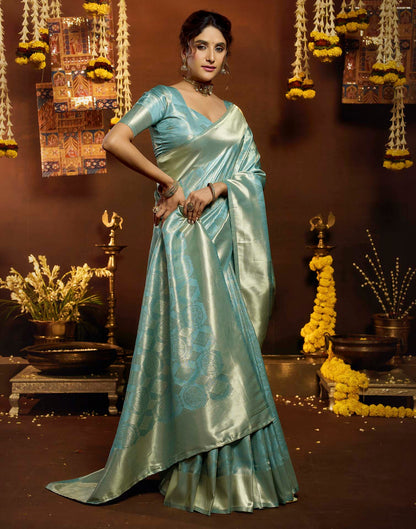 Water Blue Silk Woven Banarasi Saree
